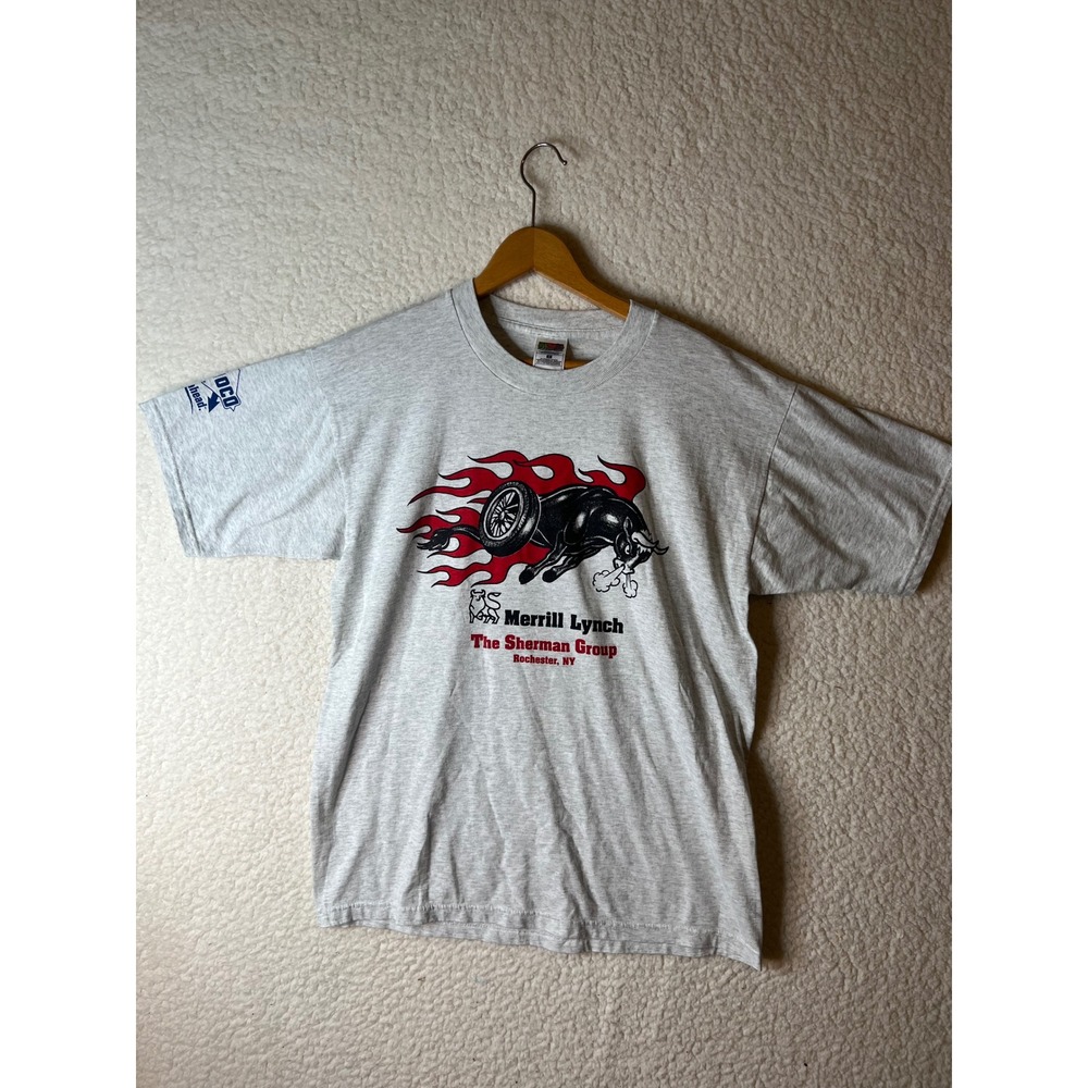 Vintage 1997 Merrill Lynch Ride 97 Andy Jejna Memorial T-Shirt Gray Mens L Fruit